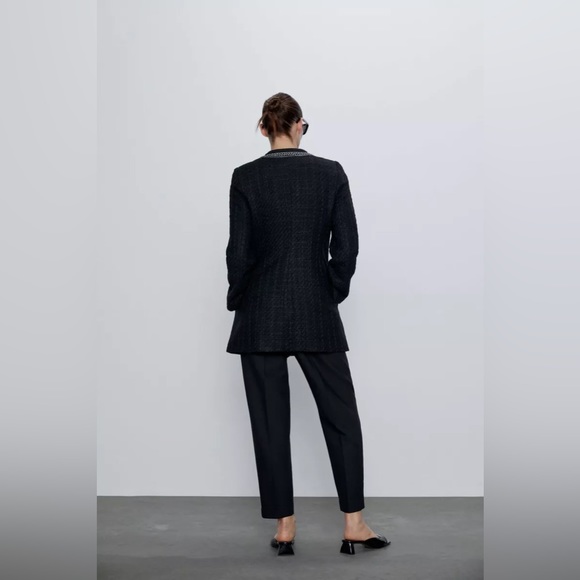 🖤 ZARA Tweed Coat / Cape with “Chain-Link” Collar. Size MEDIUM. Great Cond! - Picture 6 of 16